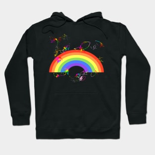 Rainbow surrounded by rainbow flowers Hoodie